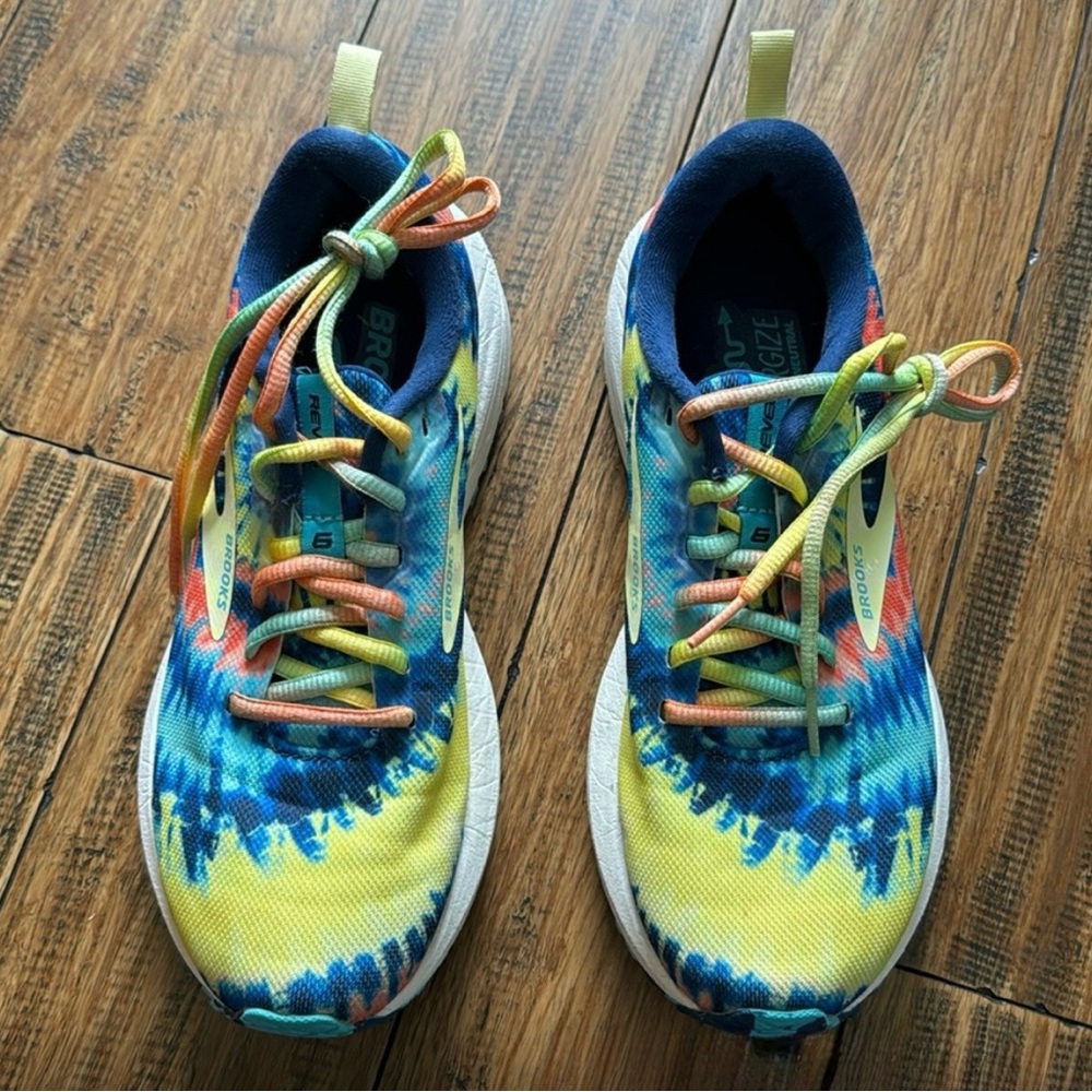 Brooks Tie-Dye Athletic Shoes - Blue, Yellow, Orange